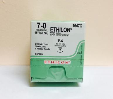 ETHILON 7/0 BLACK 45CM 3/8 Circle 8MM ReverseCutting P-6  Needle
