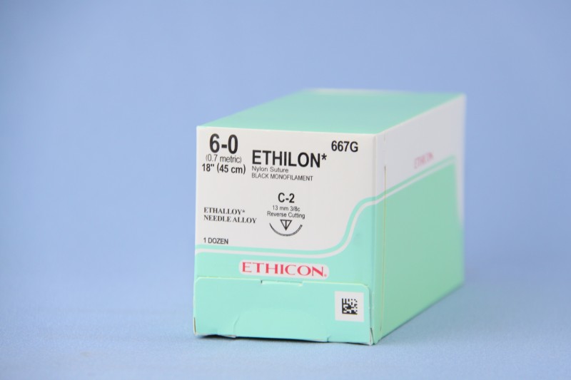 ETHILON 6/0 BLACK 45CM 3/8 Circle  11MM Reverse Cutting P-1 needle
