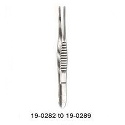 THUMB DRESSING FORCEPS, FLUTED HANDLE 4 1/2 INCHES