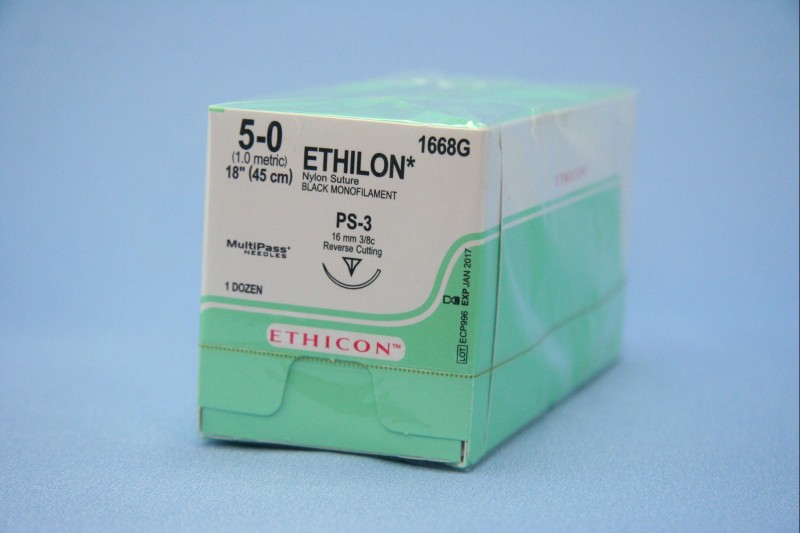 ETHILON 5/0 BLACK 45CM 3/8Circle 16MM ReverseCutting PS-3  Needle