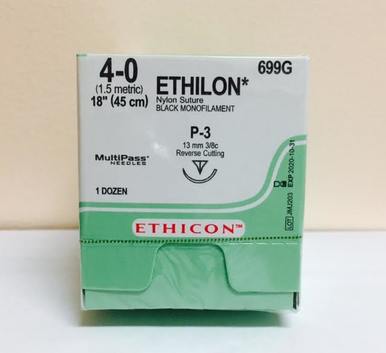 ETHILON 4/0 BLACK 45CM 3/8Circle 13MM ReverseCutting P-3  Needle