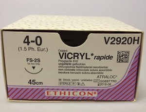 VICRYL RAPIDE 4/0 UNDYED 45CM 3/8Circle 19MM ReverseCutting FS-2 Needle