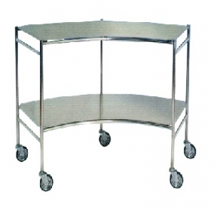 TROLLEY INSTRUMENT SS CURVED - 2 SHELVES