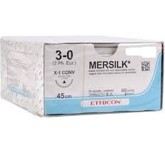 MERSILK 3/0 1M 75MM STRAIGHT C
