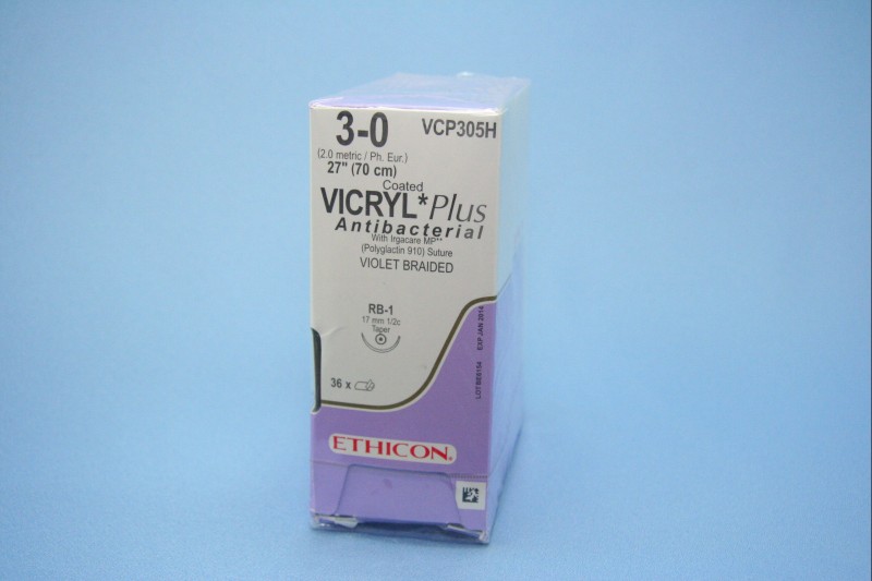 VICRYL PLUS 3/0 VIOLET 70CM 1/2Circle 17MM RoundBody RB-1 Needle