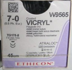 VICRYL 7/0 VIOLET 45CM 1/2Circle 8MM Spatulated TG175-8 Needle