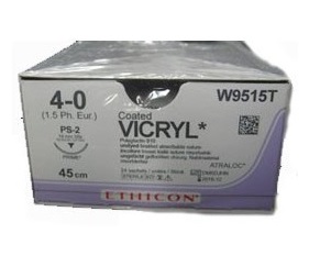 VICRYL 4/0 UNDYED 45CM 3/8Circle 19MM ReverseCutting PS-2  Needle