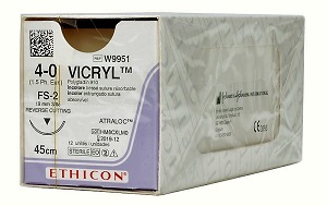 VICRYL 4/0 UNDYED 45CM 3/8Circle 19MM ReverseCutting FS-2 Needle