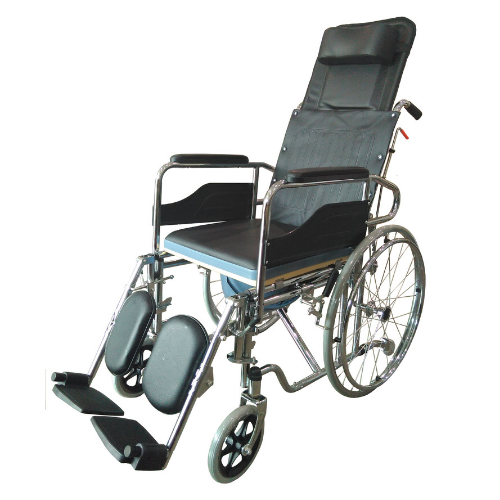 SM STEEL FOLDING RECLINING WHEELCHAIR / COMMODE CHAIR