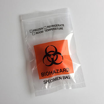 BIOHAZARD KANGAROO ZIPPER BAG, 6 X 9 - 11 INCH