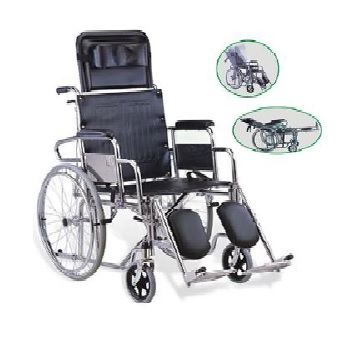 STEEL (CHROME) RECLINING WHEELCHAIR 18 INCH