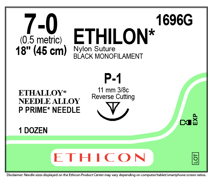 ETHILON SUTURE 18 IN(45CM) 7-0 BLK 
