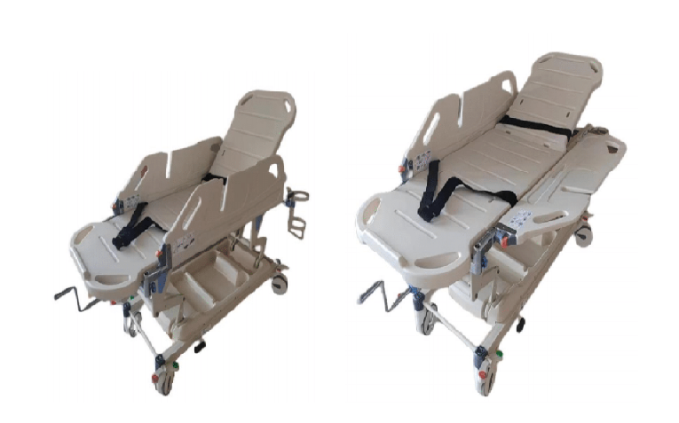 PATIENT TRANSPORT TROLLEY -PP SIDE RAIL, ALL WHITE (MPT-400-1)