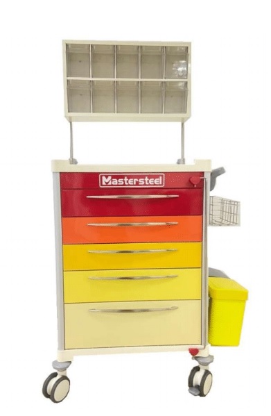 ANAESTHETIC CART - RAINBOW, 5 BINS x 2 ROWS