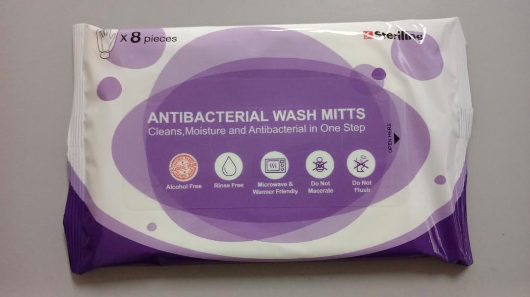 ANTIBACTERIAL WASH MITT (Body Wipes)