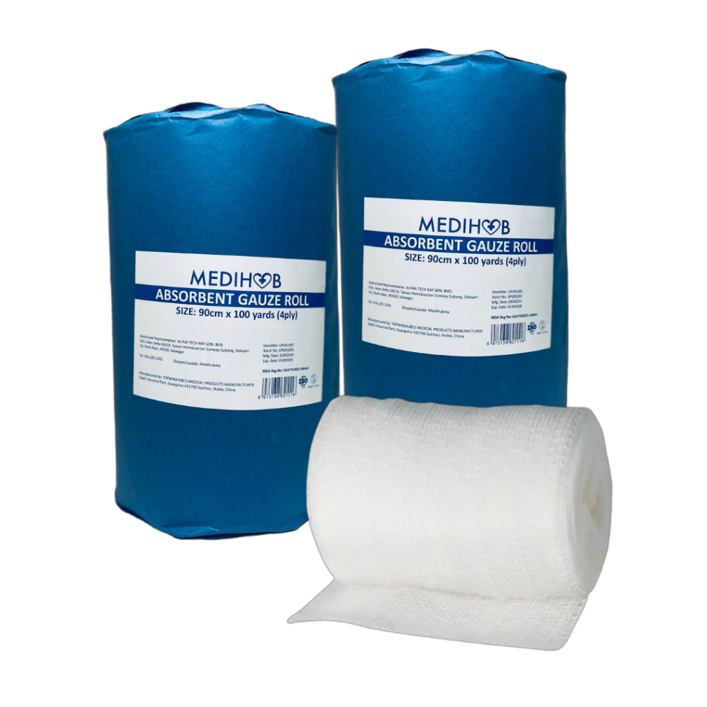 MEDIHUB ABSORBENT GAUZE ROLL 90CM x100 YARDS (4PLY) 