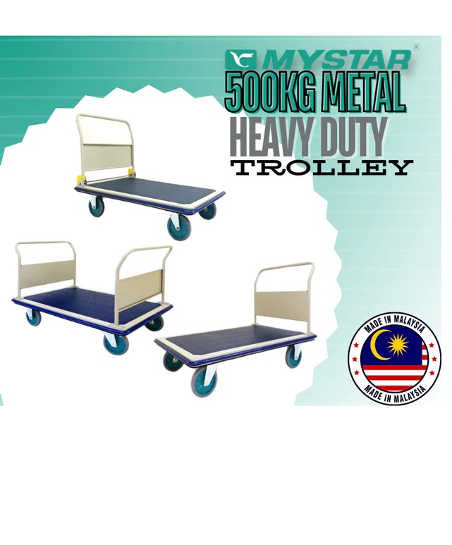 500KG HEAVY DUTY METAL PLATFORM TROLLEY FOLDABLE/ FIX DUAL HANDLE 8 INCH WHEELS 